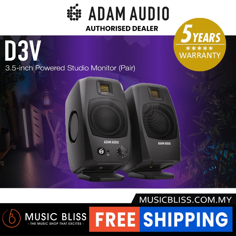 Adam Audio D3V 3.5-inch Powered Studio Monitor - Black (Pair)