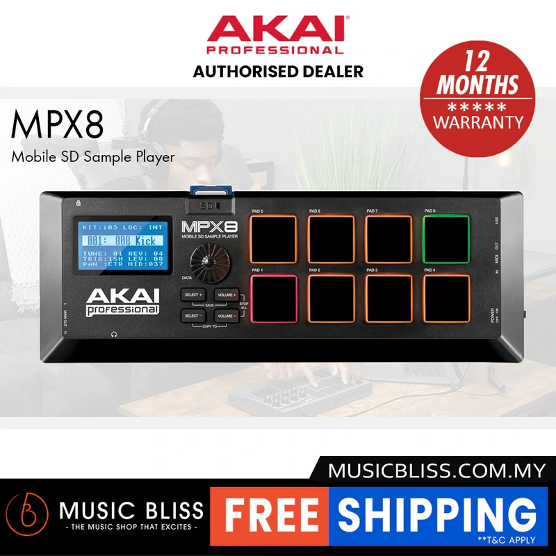 Akai Professional MPX8 8-Pad Pressure-sensitive Mobile SD Sample Player