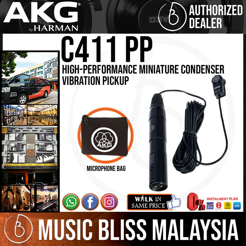 AKG C411 PP High-performance Miniature Condenser Vibration Pickup with MPAV standard XLR connector