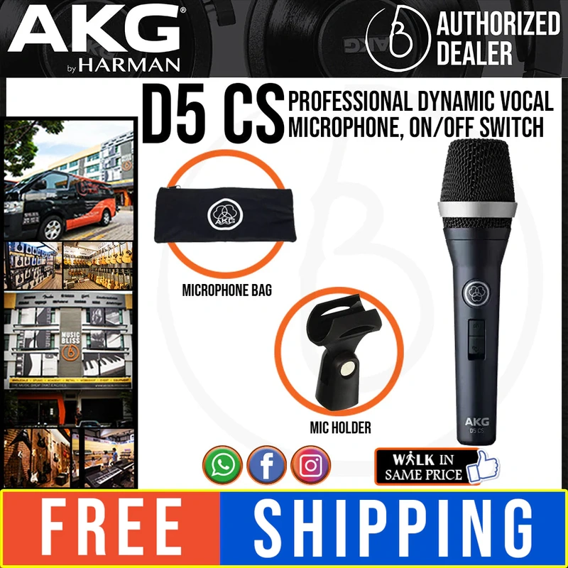 AKG D5 CS Professional Dynamic Vocal Microphone with on/off Switch