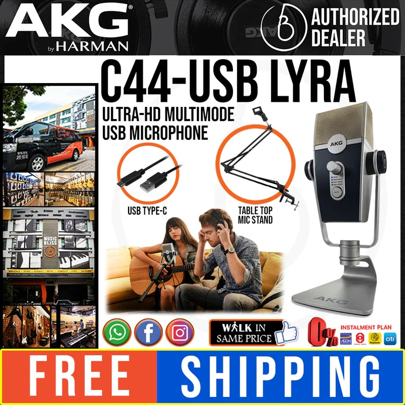 AKG LYRA Multi-pattern USB Microphone with FREE Table Top Mic Stand