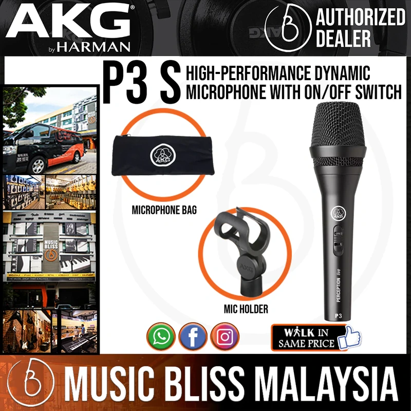 AKG P3 S High-Performance Dynamic Microphone with On/Off Switch