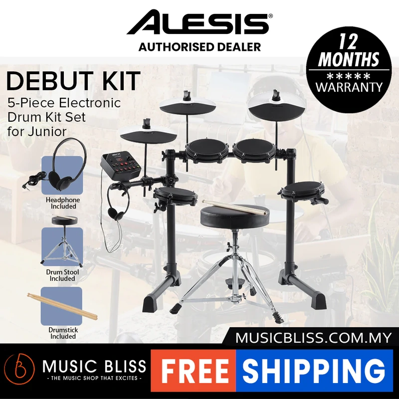 Alesis Debut Electronic Drum Kit - Kids Drum Set with Drum Stool, Drumsticks and Headphones
