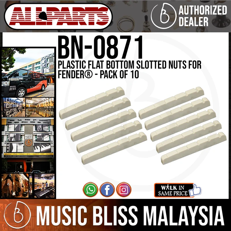 ALLPARTS BN-0871-025 Plastic Flat Bottom Slotted Nuts for Fender - Pack of 10