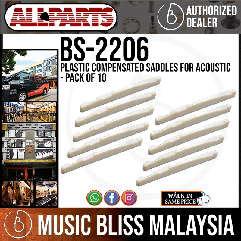ALLPARTS BS-2206-025 Plastic Compensated Saddles for Acoustic - Pack of 10