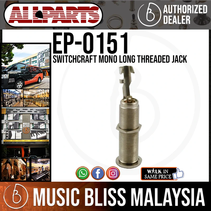 ALLPARTS EP-0151-000 Switchcraft Mono Long Threaded Jack