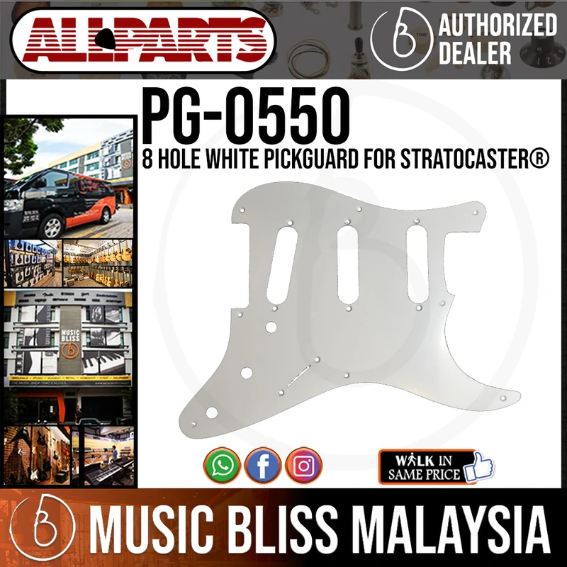 ALLPARTS PG-0550-025 8 Hole White Pickguard for Stratocaster