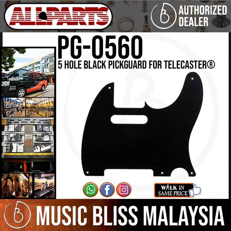 ALLPARTS PG-0560-023 5 Hole Black Pickguard for Telecaster
