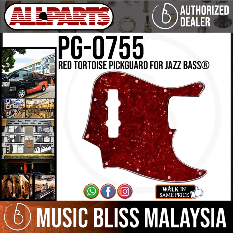 ALLPARTS PG-0755-044 Red Tortoise Pickguard for Jazz Bass