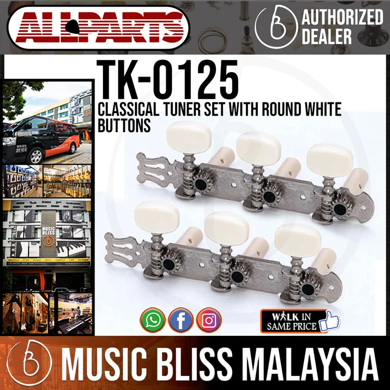 ALLPARTS TK-0125-001 Classical Tuner Set with Round White Buttons