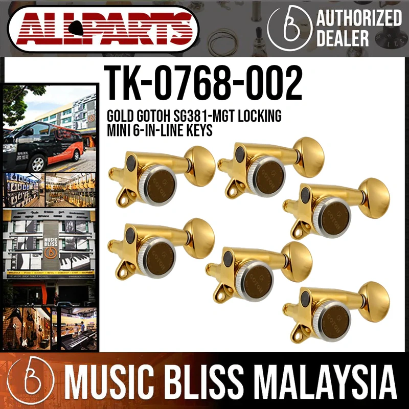 ALLPARTS TK-0768-002 Gold Gotoh SG381-MGT Locking Mini 6-in-line Keys (Pack of 6)