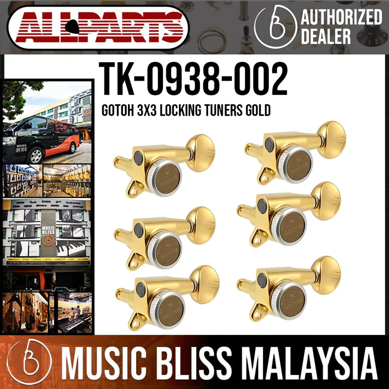 ALLPARTS TK-0938-002 Gotoh 3X3 Locking Tuners Gold (Pack of 6)