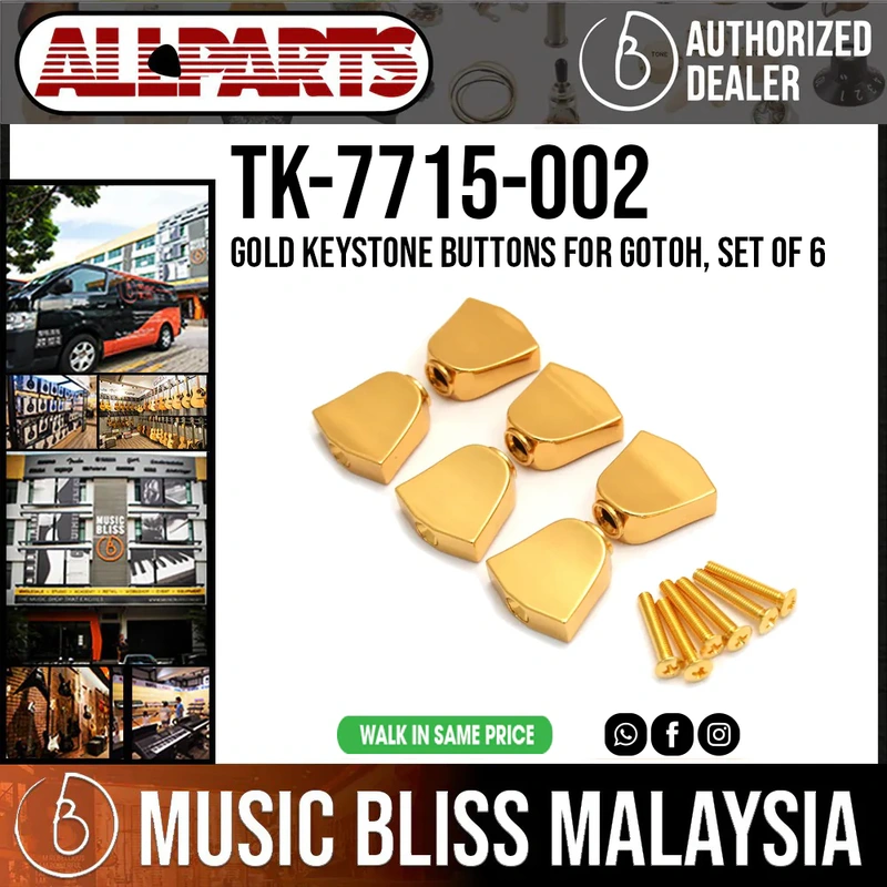 ALLPARTS TK-7715-002 Gold Keystone Buttons for Gotoh, Set of 6