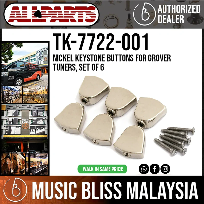 ALLPARTS TK-7722-001 Nickel Keystone Buttons for Grover Tuners, Set of 6