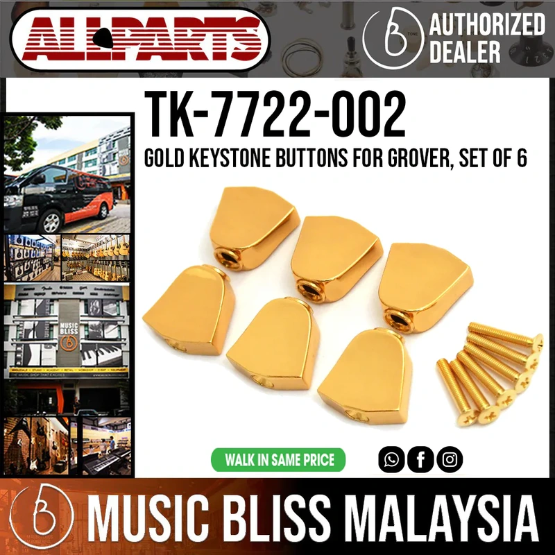 ALLPARTS TK-7722-002 Gold Keystone Buttons for Grover, Set of 6