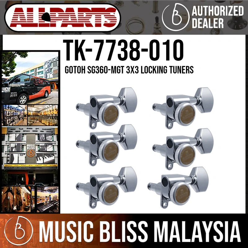 ALLPARTS TK-7738-010 Gotoh SG360-MGT 3x3 Locking Tuners (Pack of 6)