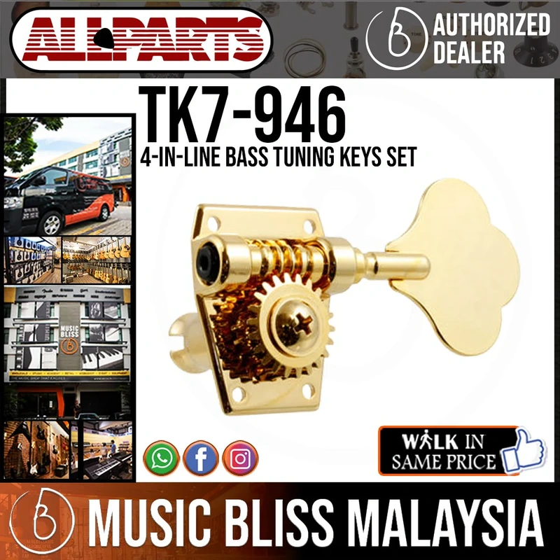 ALLPARTS TK-7946-002 4-in-line Bass Tuning Keys Set - Gold