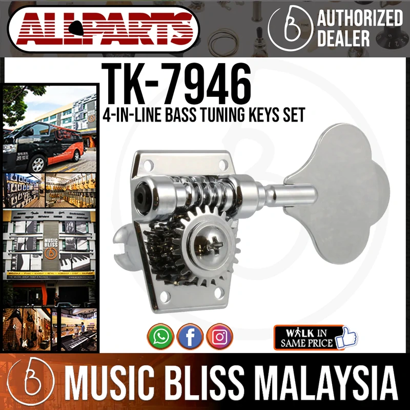 ALLPARTS TK-7946-010 4-in-line Bass Tuning Keys Set - Chrome