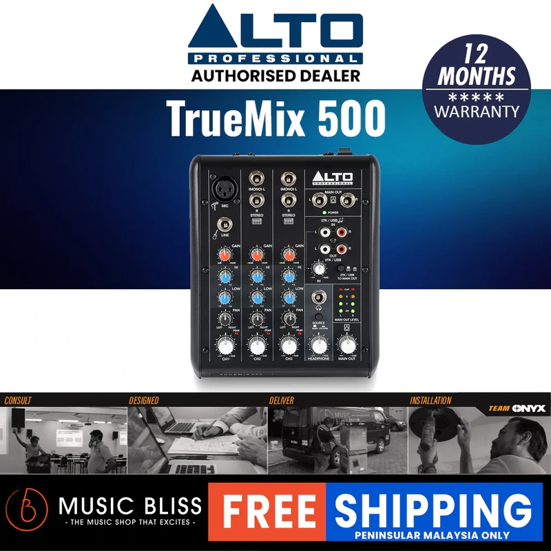 Alto Professional TrueMix 500 Portable 5-Channel Analog Mixer with USB