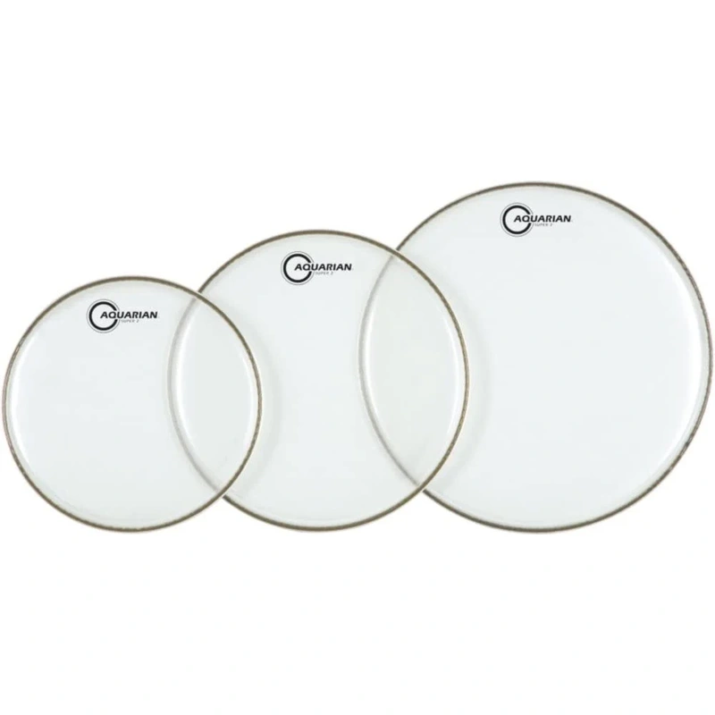 Aquarian S2C-AQUARIAN 3-Pack of Super-2 Tom Tom Drumheads in Clear: 10",12",16"