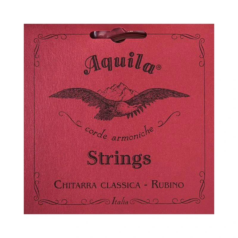 Aquila 134C Rubino Classical Guitar Strings, Red Trebles & Alabastro Basses, Superior (High) Tension