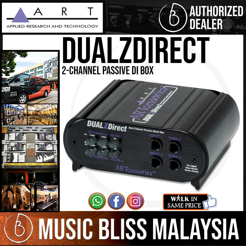 ART DUALZDirect 2-channel Passive DI Box for Active Bass, Electric and Acoustic Guitars