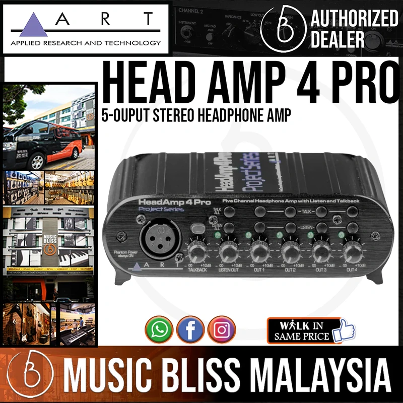 ART HeadAmp 4 Pro 5-channel Headphone Amp with Talkback