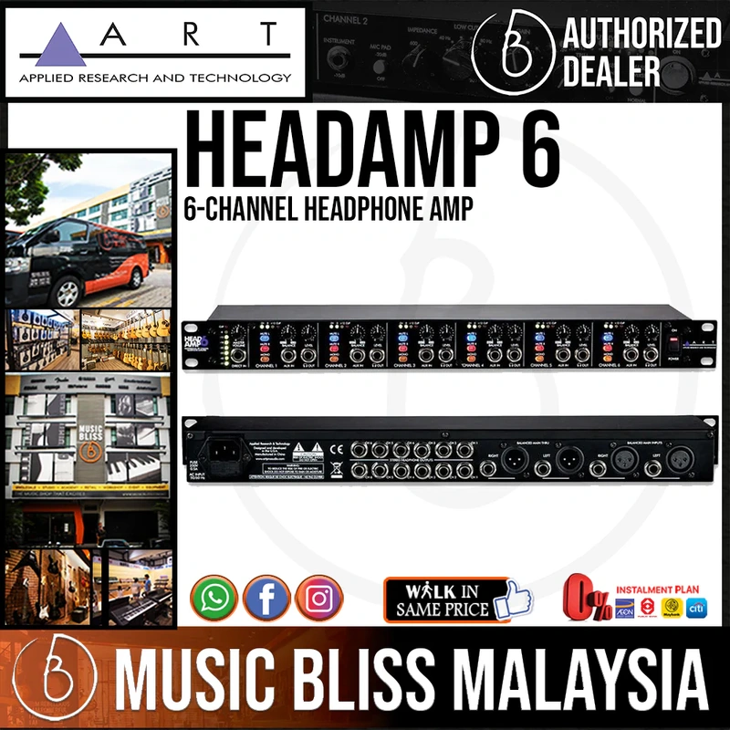 ART Headamp 6 6-channel Headphone Amp with Aux In & Balance Controls