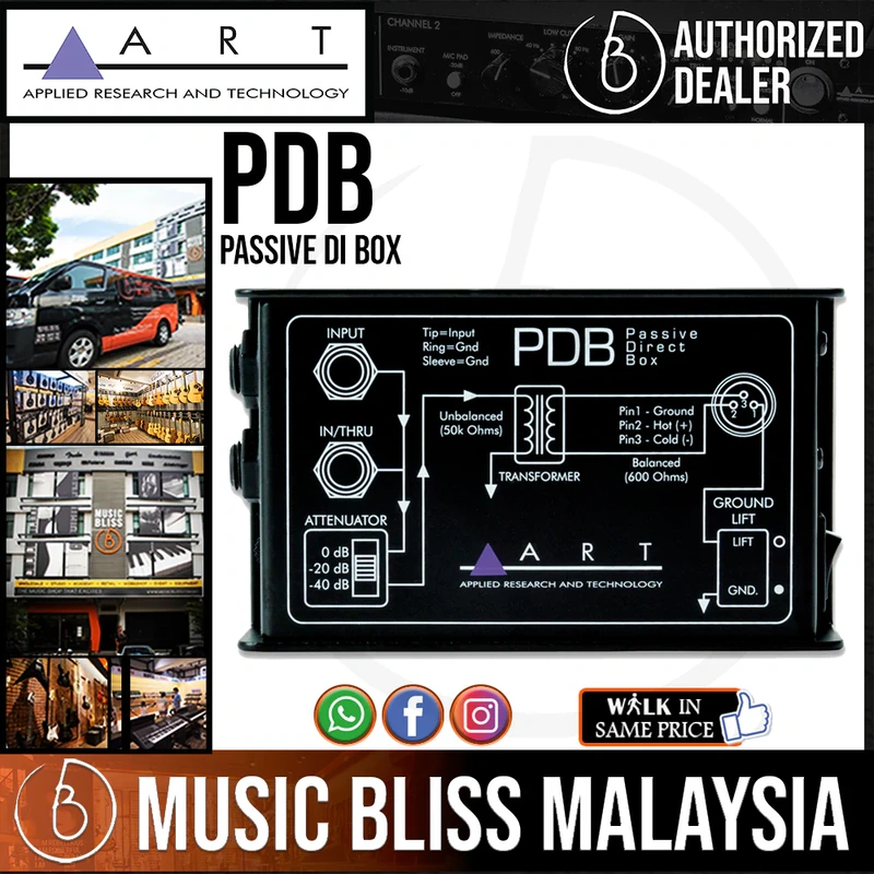 ART pdb Passive DI Box for Active Electric Guitar, Bass & Keyboards
