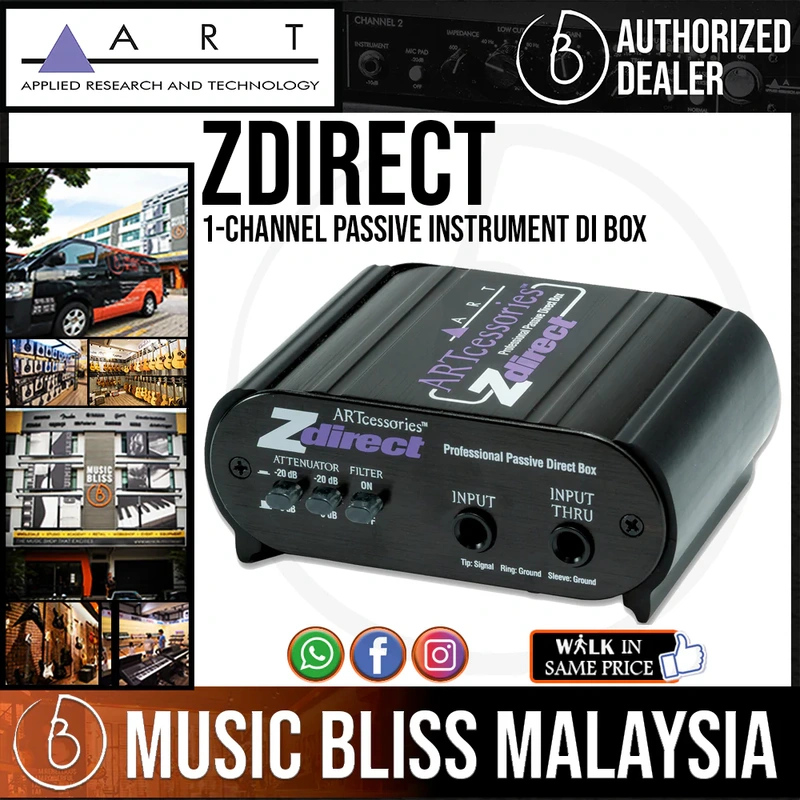 ART ZDirect 1-channel Passive Instrument DI Box For Active Instruments