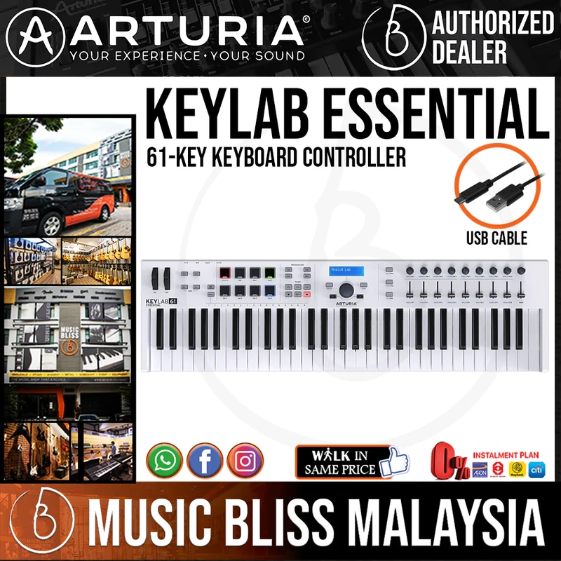 Arturia KeyLab Essential 61 Keyboard Controller - White