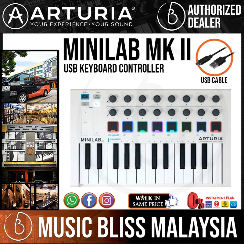Arturia MiniLab MkII 25 Slim-key Controller - White