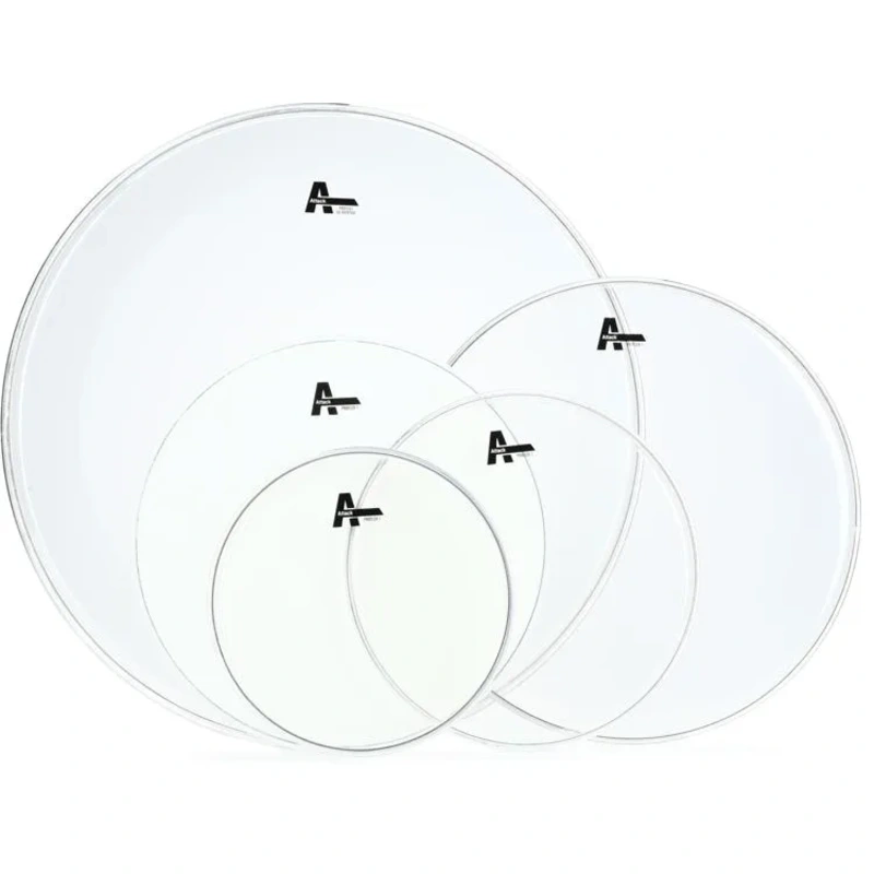 Attack Proflex 1 Rock 5-Piece Clear Drumheads Pack - 10", 12", 16", 22" with 14" Coated Snare Head
