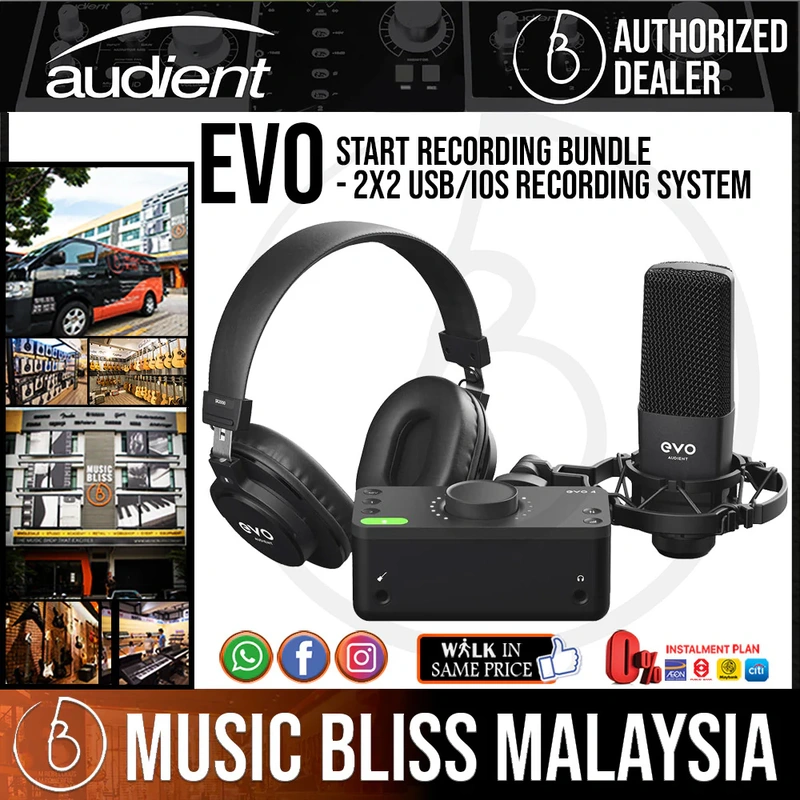Audient EVO Start Recording Bundle - 2x2 USB/iOS Recording System
