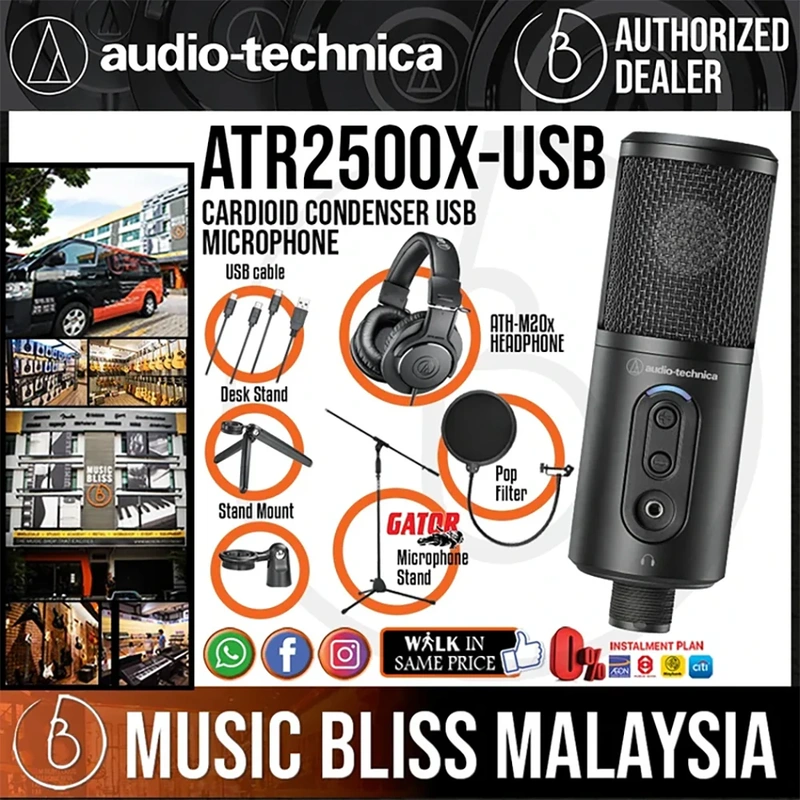 Audio Technica All in One Podcasting/Gaming/Voice Over Recording Package Starter Kit