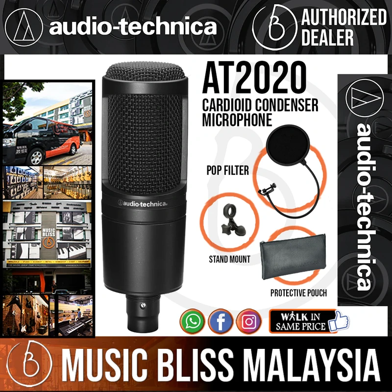 Audio Technica AT2020 Cardioid Condenser Microphone with Pop Filter