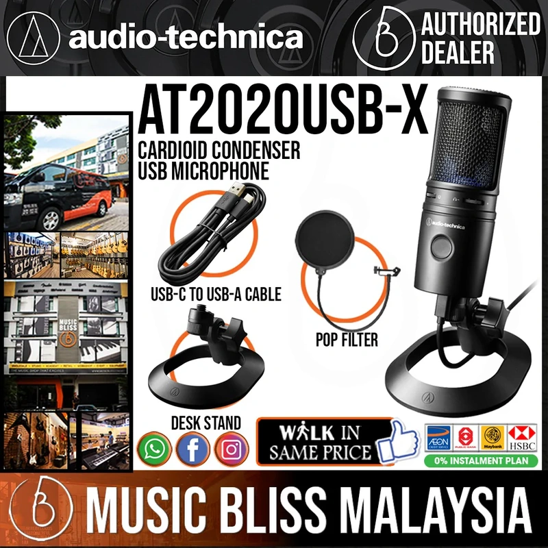Audio Technica AT2020USB-X Cardioid Condenser USB Microphone with Pop Filter