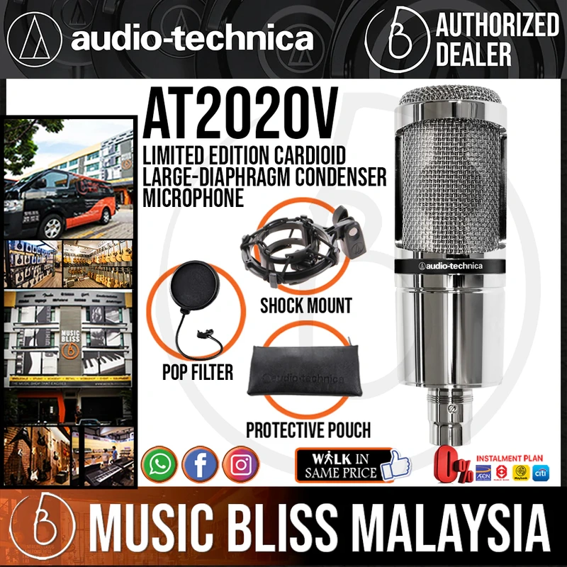Audio Technica AT2020V Limited Edition Cardioid Large-diaphragm Condenser Microphone with Pop Filter