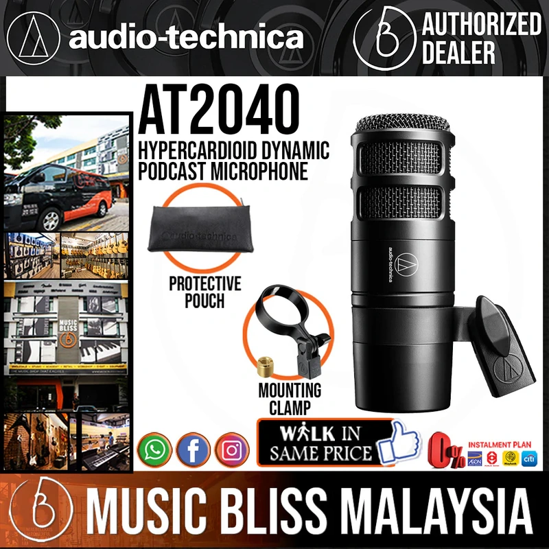 Audio Technica AT2040 Hypercardioid Dynamic Podcast Microphone