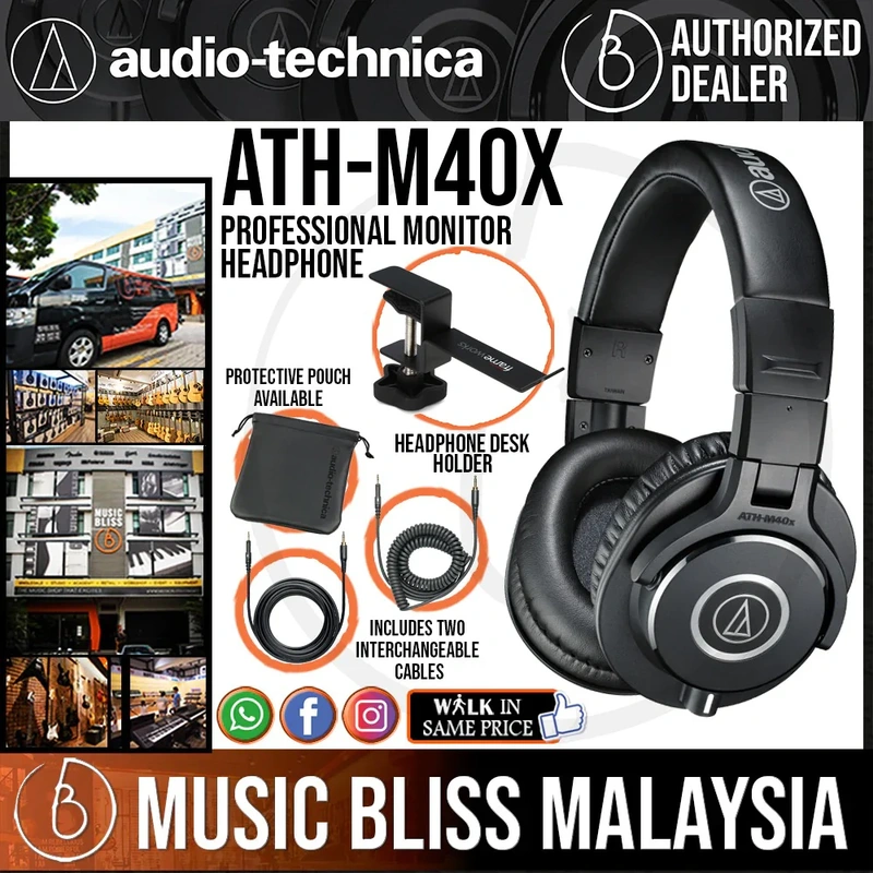 Audio Technica ATH-M40x Monitor Headphone with Desk Holder