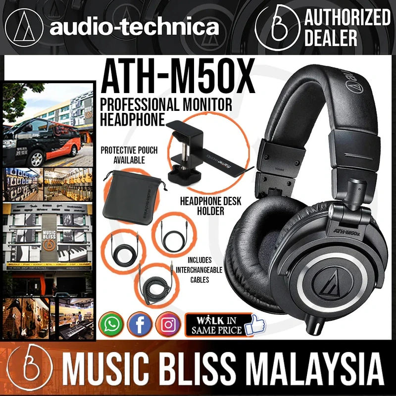 Audio Technica ATH-M50x Monitor Headphone with Desk Holder
