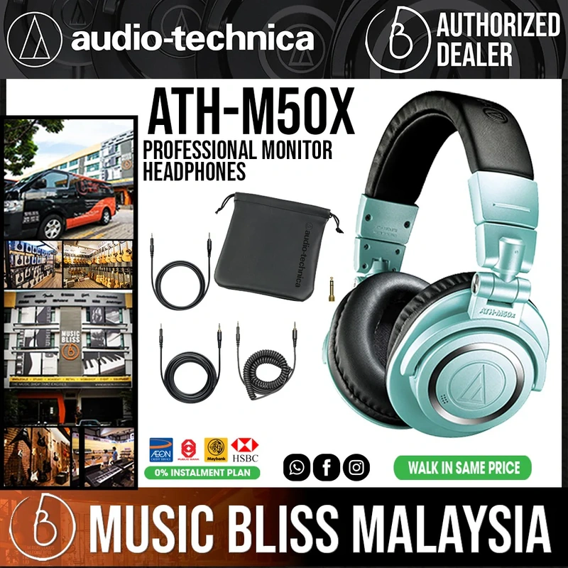 Audio Technica ATH-M50x Professional Monitor Headphones - Ice Blue