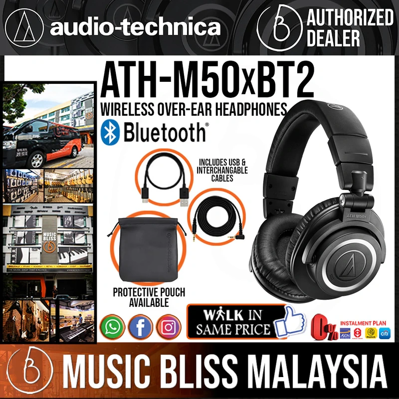 Audio Technica ATH-M50xBT2 Bluetooth Closed-back Studio Monitoring Headphones