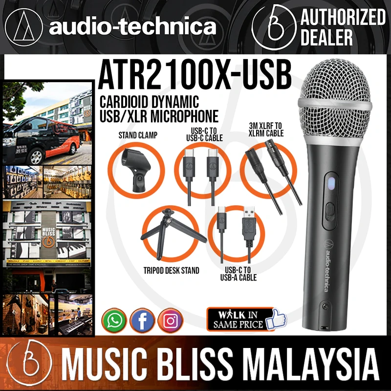 Audio Technica ATR2100X-USB Cardioid Dynamic USB/XLR Microphone