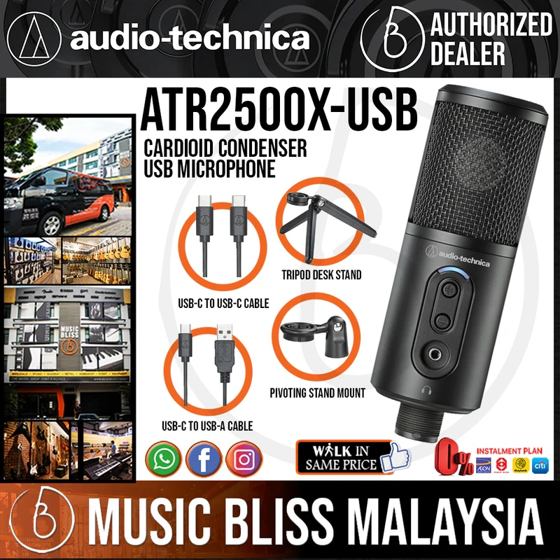 Audio Technica ATR2500x-USB Cardioid Condenser USB Microphone