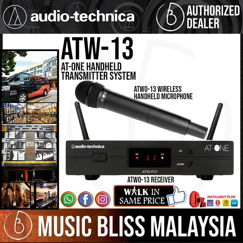 Audio Technica ATW13 Single Wireless Handheld Microphone System, Vocalist Handheld Wireless Microphone, For Singers, Event MC's