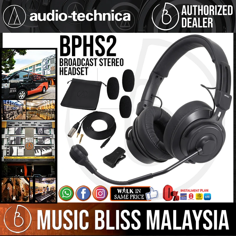 Audio Technica BPHS2 Broadcast Stereo Headset with Dynamic Boom Mic