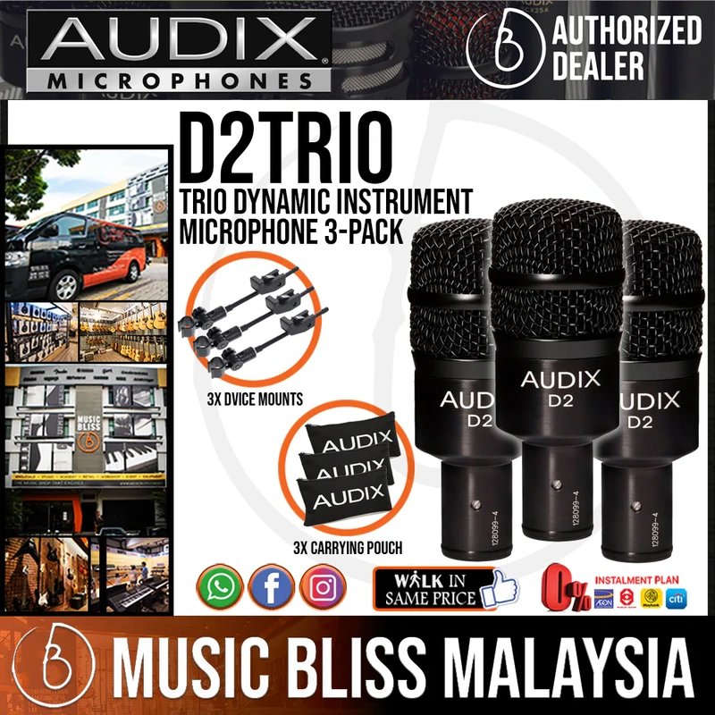 Audix D2 Trio Dynamic Instrument Microphone 3-pack