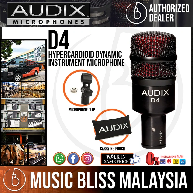 Audix D4 Hypercardioid Dynamic Instrument Microphone