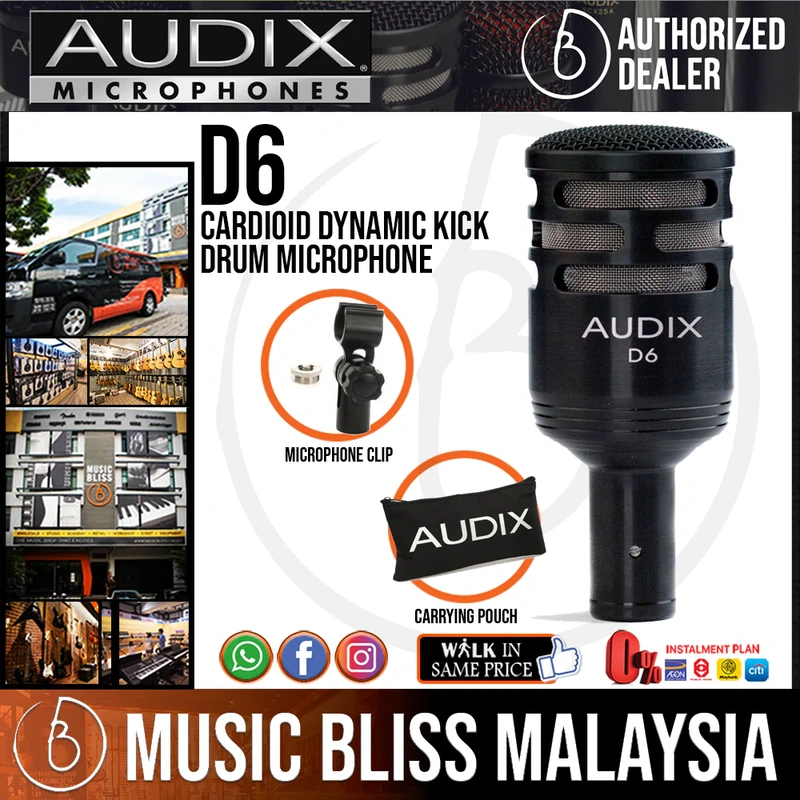 Audix D6 Cardioid Dynamic Kick Drum Microphone